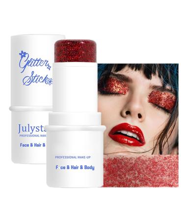 Face body glitter stick mermaid face glitter gel waterproof fine glitter for face/body/hair/eyes/lip sequins color sparkling face glitter make-up (#07 red)