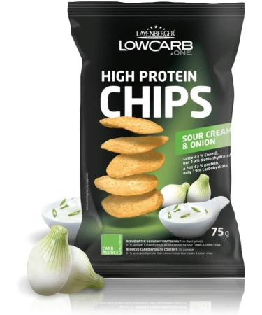 Layenberger High Protein Chips - Sour Cream & Onion | Low Sugar Not Fried 75g Pack - International Shipping Available - Buy Online on GoSupps.com