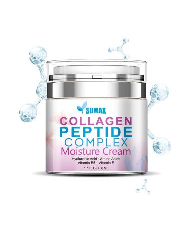 Face Moisturizer Collagen Cream Day & Night Cream for Women Advanced Collagen Peptide Complex Moisture Cream with Hyaluronic Acid Amino Acids Vitamins B5 & E