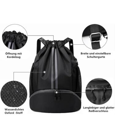 Allzbst Waterproof Gym Bag & Sports Backpack for Men & Women | Football Bag with Cord | Black Sports Bag - Buy Online on GoSupps.com
