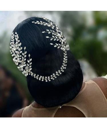 LOVFOIVER Bride Headpieces for Wedding  Rhinestone Bridal Headband  Handmade Wedding Hair Accessories for Brides