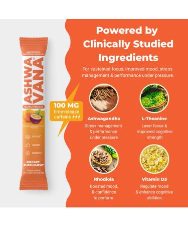 Ashwavana Ashwagandha & Vitamin D Drink Mix With L-Theanine K2 Rhodiola 100MG Time-Release Caffeine - Orange Passion Fruit Flavor. America's #1 Ashwa Drink - Buy Online on GoSupps.com