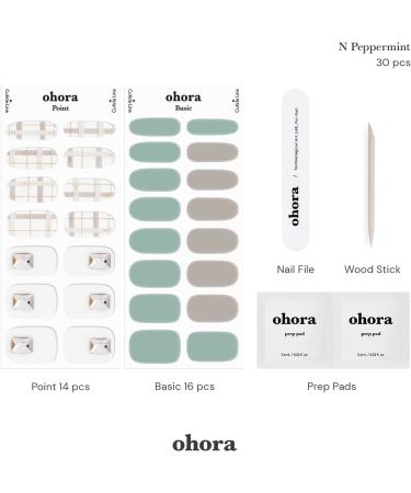 ohora Semi Cured Gel Nail Strips (N Peppermint) - Salon-Quality, Long Lasting, Easy Application - Works with Any Nail Lamp - Includes Prep Pads, Nail File & Wooden Stick - Buy Online on GoSupps.com
