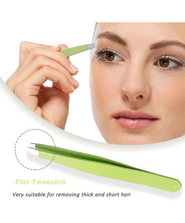 bxd Eyebrow Tweezers Set (3 Pieces) - Stainless Steel Precision Tools for Eyebrows, Beards, Ingrown Hairs, Blackheads, and Tick Removal - Green - Buy Online on GoSupps.com