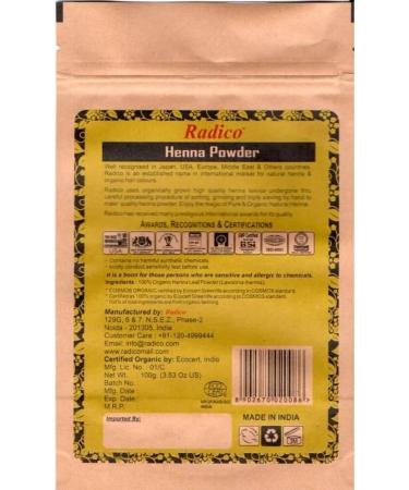 Radico Henna-Blattpulver 2er-Pack (200g) - Bio & Vegan Lawsonia Inermis | International Shipping Available - Buy Online on GoSupps.com