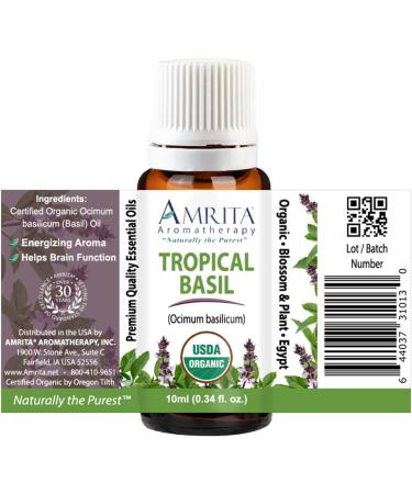 Organic Tropical Basil Essential Oil 100% Pure and Undiluted Ocimum basilicum Premium Quality Aromatherapy Oil Tested and Verified Size: 10mL (0.34 Fl. Oz.) Basil 0.34 Fl Oz (Pack of 1) - Buy Online on GoSupps.com