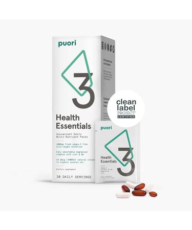 Puori P3 Health Essentials - Multi-Nutrient for Men and Women - 30 Servings - Omega 3, Vitamin D, Magnesium, Zinc - Brain and Energy Support - 30 Count - Buy Online on GoSupps.com