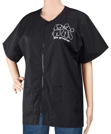 Noverlife Short Sleeves Pet Grooming Work Clothes | M Size, Splash Proof, Anti-Static | Pet Beautician Smock for Men & Women | Black - Buy Online on GoSupps.com