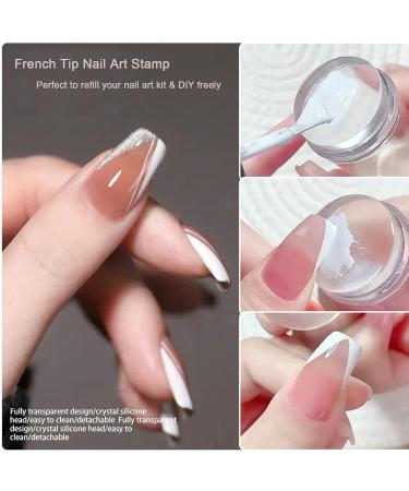 French Tip Nail Stamp Clear Silicone Stamping Kit - Soft Silicone Stamper with Jelly Scraper for Nail Art - Buy Online on GoSupps.com