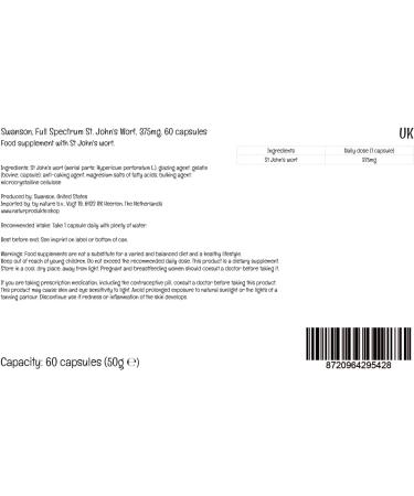 Swanson Full Spectrum St. John's Wort 375mg - High Dose 60 Gluten-Free Capsules Laboratory Tested Non-GMO - Buy Online on GoSupps.com