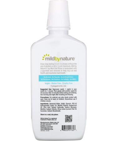 Mild by Nature Fresh Breath Oral Rinse - No Alcohol ICY Mint | 16 fl oz (473 ml) - Refreshing Safe and Effective for All Ages - Buy Online on GoSupps.com