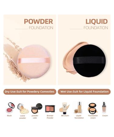 10 Pieces Pure Cotton Powder Puffs | Small 2.36 Inch Makeup Tool for Face & Body | Ideal for Loose & Setting Powder - Black & Beige - Buy Online on GoSupps.com