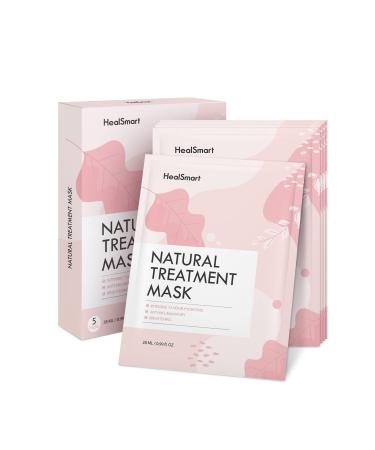 HealSmart 5 Pack Facial Mask Intensive 72 Hour Deep Hydrating & Instant Brightening Face Mask Sheet Improve Skin Clarity and Radiance  for All Skin Types  High Capacity  Made in Korea 5 Count (Pack of 1) Hydrating and Br...