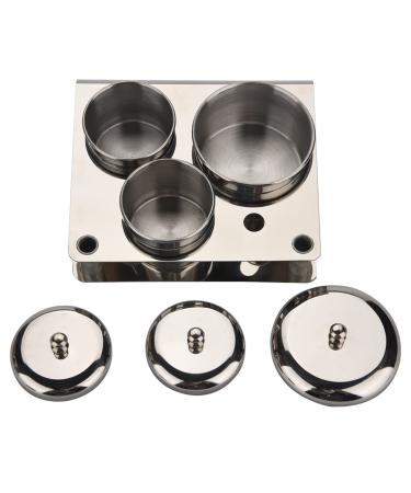 Stainless Steel Nail Art Mini Powder & Liquid Set with 3 Professional Cups Brush Holder. Rust-Resistant Enhance Your Work Image