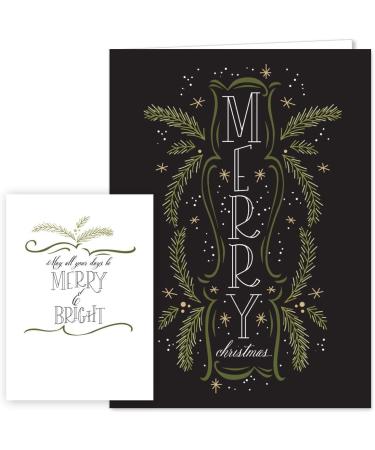 Christmas Pines Typography Holiday Card Assortment Pack - Set of 24 Cards, 3 Designs - 5'' x 7'' Folded - Made in USA - Blank Envelopes - Buy Online on GoSupps.com