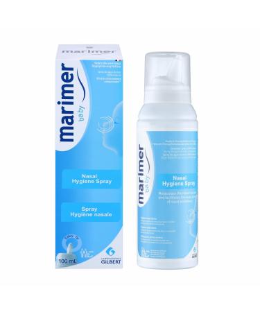 Marimer Baby Daily Saline Nasal Spray (3.38 fl oz / 100 ml) 0.9% Isotonic Natural Seawater for Nasal Cleansing & Moisture for Infants and Children