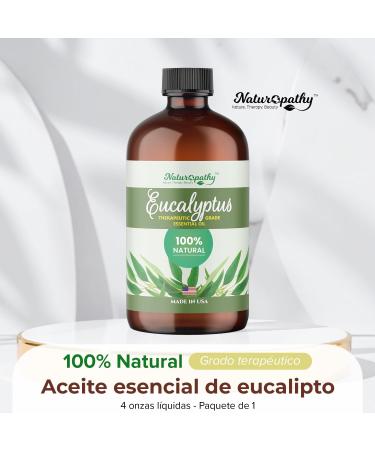 Naturopathy Eucalyptus Essential Oil Therapeutic Grade Premium Quality Perfect for Aromatherapy (4 fl oz) Eucalyptus 4 Fl Oz (Pack of 1) - Buy Online on GoSupps.com