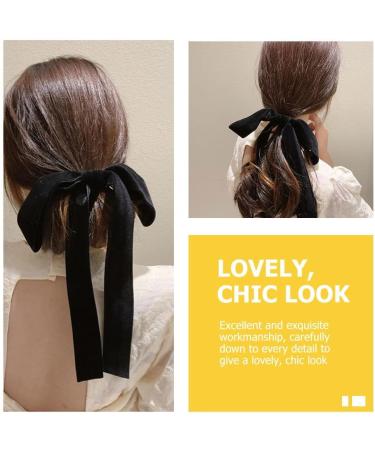 Black Big Bow Hair Tie Ribbon Bow Hair Tie Stuff Bow Hair Scrunchie Hair Bow Scrunchies Velvet Black Hair Rope Hair Bow for Girl - Buy Online on GoSupps.com