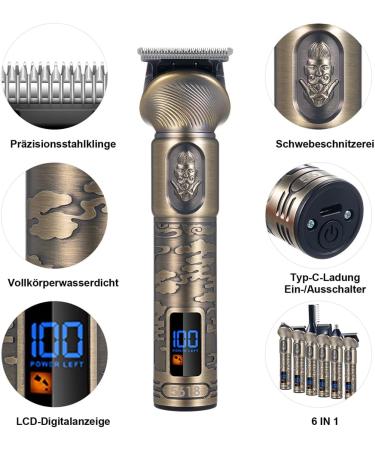 BestAuty 6-in-1 Professional Hair Clipper Set with T-Blade Waterproof Trimmers & Hairdressing Cloak - Ideal for Men - Buy Online on GoSupps.com