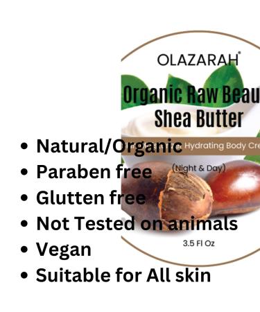 OLAZARAH Organic Shea Butter Cream: Nourishing Skin Hydration for Day & Night for All Skin Types 3.5 oz - Buy Online on GoSupps.com