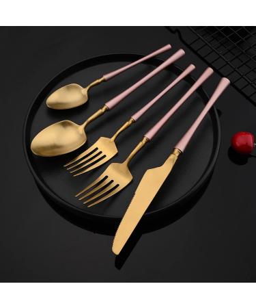 Flatware Sets 2/4/6Set Matte Western Pink Gold Tableware Fork Knife Spoon 18/10 Stainless Steel Dinnerware Cutlery Set Kitchen Flatware Set (Color : Auburn Size : 4Set) - Buy Online on GoSupps.com