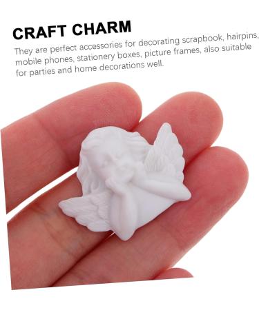 LIFKICH 60pcs Angel Resin Accessories DIY Hairpin Charm Ornaments for Kids Flatback Kawaii Cabochons Flat Back 3X2.5cm White - Buy Online on GoSupps.com