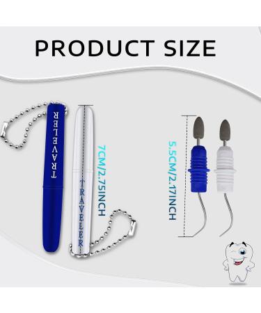 Blmhtwo 2 Routing Teeth Cleaning Tools - Travel Dental Pick Kit Plaque Remover with Keychain & Stand - White/Blue Compact Size - Buy Online on GoSupps.com