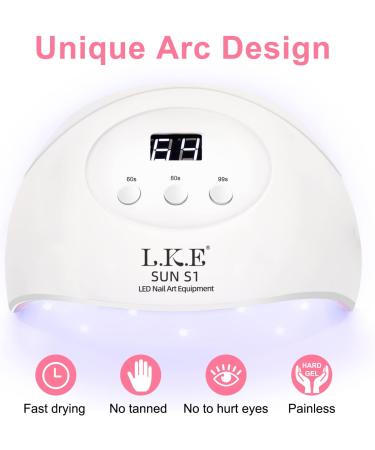 LKE 72W UV Lamp for Gel Nails with LCD Screen and Auto Sensor - Gel Nail Kit with Top and Base Coat, 3 Timer Settings - Perfect DIY Tools for Beginners - Pink - Buy Online on GoSupps.com