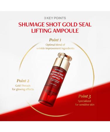 MEDITHERAPY Shumage Shot Gold Seal Lifting Ampoule - Anti-Wrinkle Gold Threads & Collagen Serum for Radiant Skin | Korean Skincare 0.4 fl. oz - Buy Online on GoSupps.com
