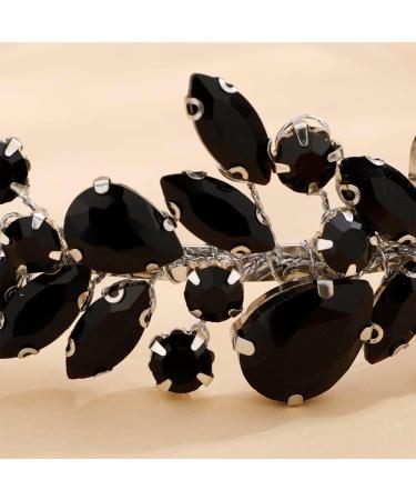 Kercisbeauty Black Rhinestones Beads Crown Women Girls Halloween Tiara Wedding Bridal Hair Piece Handmade Jewelry for Banquet Prom - Buy Online on GoSupps.com