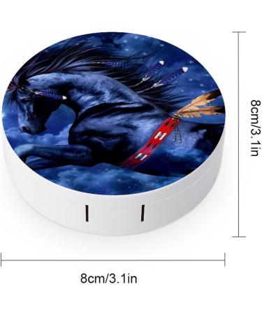 Shop Black Horse Round Contact Lens Case - Portable Cute Kit with Mirror for Travel - Buy Online on GoSupps.com