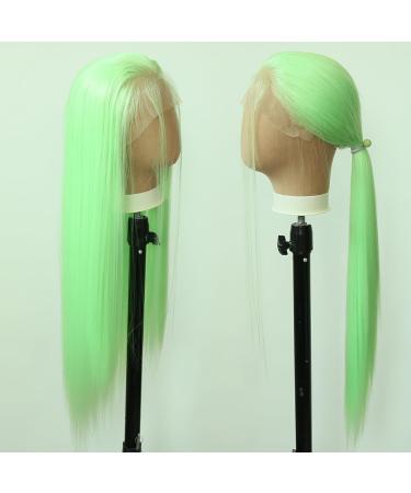 Light Green Synthetic Lace Front Wig - Long Straight Heat Resistant Fiber Hair - Pre Plucked Natural Hairline - for Cosplay and Daily Wear - Buy Online on GoSupps.com