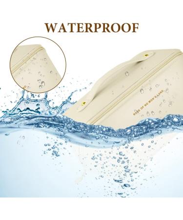 Large Capacity Aucuu PU Cosmetic Travel Bag | Multifunctional & Waterproof Organizer - Gift for Women | Milky White - Buy Online on GoSupps.com