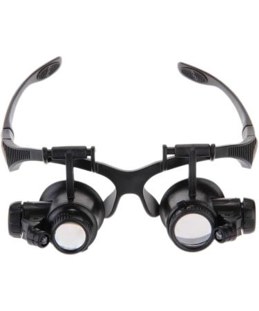 LED Head-Mounted Magnifying 10X 15X 20X 25X Eye Watch Repair Magnifier Glasses with 2 LED Lights (Color : Black) (Black) Full of Stars