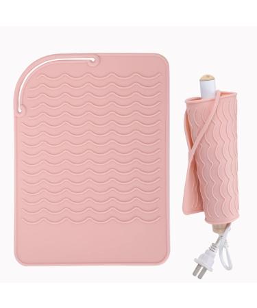 Heat Mat for Hair Straighteners Silicone Heat Resistant Mat for Curling Irons Heat Proof Protection Mat for Travel Home Salon Flat Iron Hair Styling Tools(8.58X 6.2 Pink)