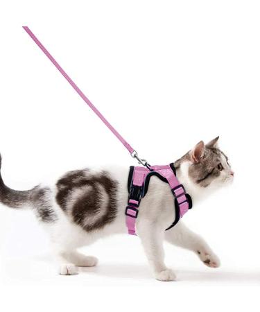 Cat dishes with a leash breakproof cat liner set adjustable soft kitten vest with reflective stripes breast dishes for small kittens (pink XXS) pink xxs