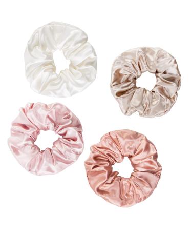 4Pcs Silk Scrunchie Silk Hair Scrunchies Mulberry Large Silk Scrunchies for Women Big Silk Scrunchies for Hair Sleep