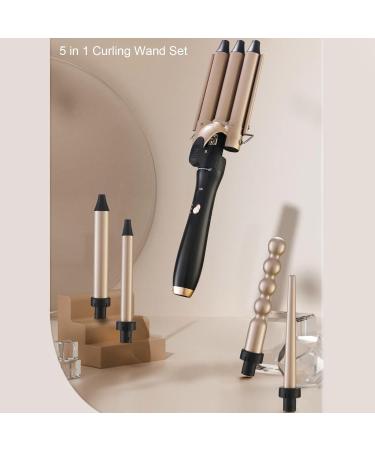 5 in 1 Curling Wand Set Multifunctional Styling Tool with LCD Display for Professional and Home Use Ceramic Coating Rose Gold - Buy Online on GoSupps.com