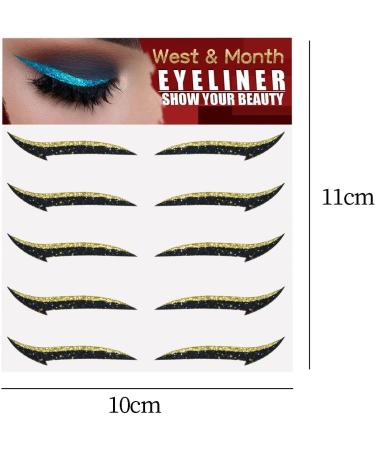 Esquirla 5 Pair of Eye Line Strip Sticker Eye Makeup Tool Waterproof Glitter Eyeliner Stickers for Daily Wear Weddings Eyes Dress up Parties Women Gold - Buy Online on GoSupps.com