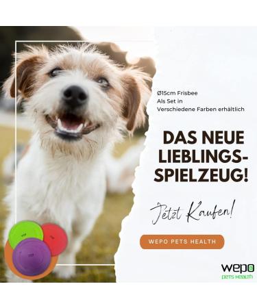 Wepo Frisbee Dog Toy Set - 18cm | Water-Resistant Training Toys for Big Dogs | Durable Red/Purple/Green Discs for Outdoor Play & Training - Buy Online on GoSupps.com