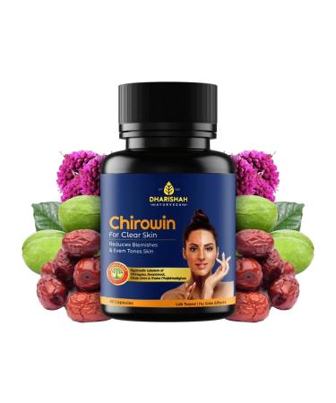 JOKE Dharishah Ayurveda Chirowin Psoriasis Capsules for Scalp and Skin Reduces Blemishes & Even Tone Skin - 60 Caps