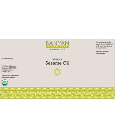 Banyan Botanicals Sesame Oil - Organic, Unrefined Ayurvedic Oil for Skin, Hair, Oil Pulling - 16oz Bottle - Non GMO, Vegan, Sustainably Sourced - Buy Online on GoSupps.com