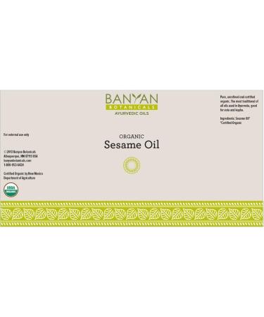 Banyan Botanicals Sesame Oil Certified Organic 34 oz - Pure Unrefined - The Most Traditional of All Oils Used in Ayurveda Good for Vata and Kapha - Buy Online on GoSupps.com