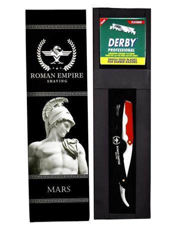 Roman Empire Shaving Mars: Professional Beard Mustache & Contour Razor with 100 Derby Blades - International Shipping Available - Buy Online on GoSupps.com