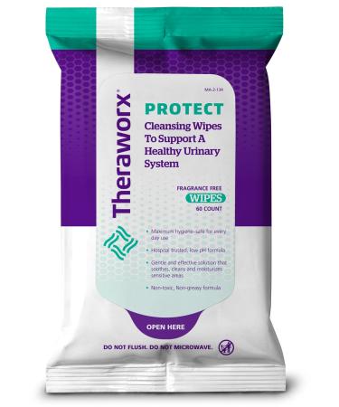 Theraworx Protect 60-Count Wipes for Daily Urinary Health and Hygiene Care