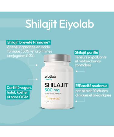Shilajit Brevet PRIMAVIE | Extrait Pur en G lules | Immunit Musculation et Articulations | Riche en Acide Fulvique (50%) et en Acide Humique (10%) | 60 G lules V g tales | Eiyolab - Buy Online on GoSupps.com
