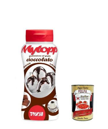Italian Gourmet E.R. Toschi Topping Squeeze Cioccolato Set of 3 Chocolate Sauces for Coffee Cocktails Ice Cups Porridge Pancakes and Pastries 200g + Italian Gourmet Polpa 400g