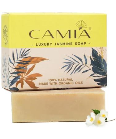 CA MIA - 100% Organic & Handmade Jasmine Soap For Bath | Free from SLS Artificial Color Fragrance Petroleum Sulphates and Phthalates Vegan Cruelty Free - Natural Soap | 125 Gm