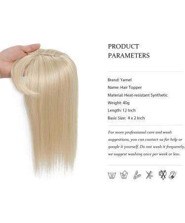 Yamel 12 Inch Hair Topper with Bangs in Highlight Blonde - Synthetic Wiglet for Thinning Hair (4 x 2) - Women's Hairpiece - Buy Online on GoSupps.com