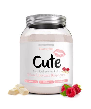 Cute Nutrition Meal Replacement Shake - Protein Shake High in Protein - Raspberry - Vitamins and Minerals - 500 g - Bonus E-book - by TummyTox White Chocolate Raspberry